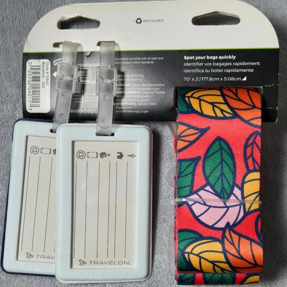 Travelon Travel ID Combo‎ Luggage Strap 2 Luggage Tags Floral Print